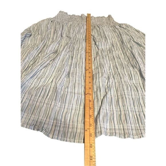 Maeve Anthropologie XL Karyn smocked midi skirt blue white textured cotton - Picture 5 of 8